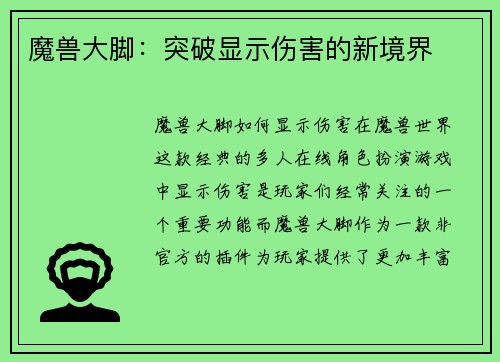 魔兽大脚：突破显示伤害的新境界